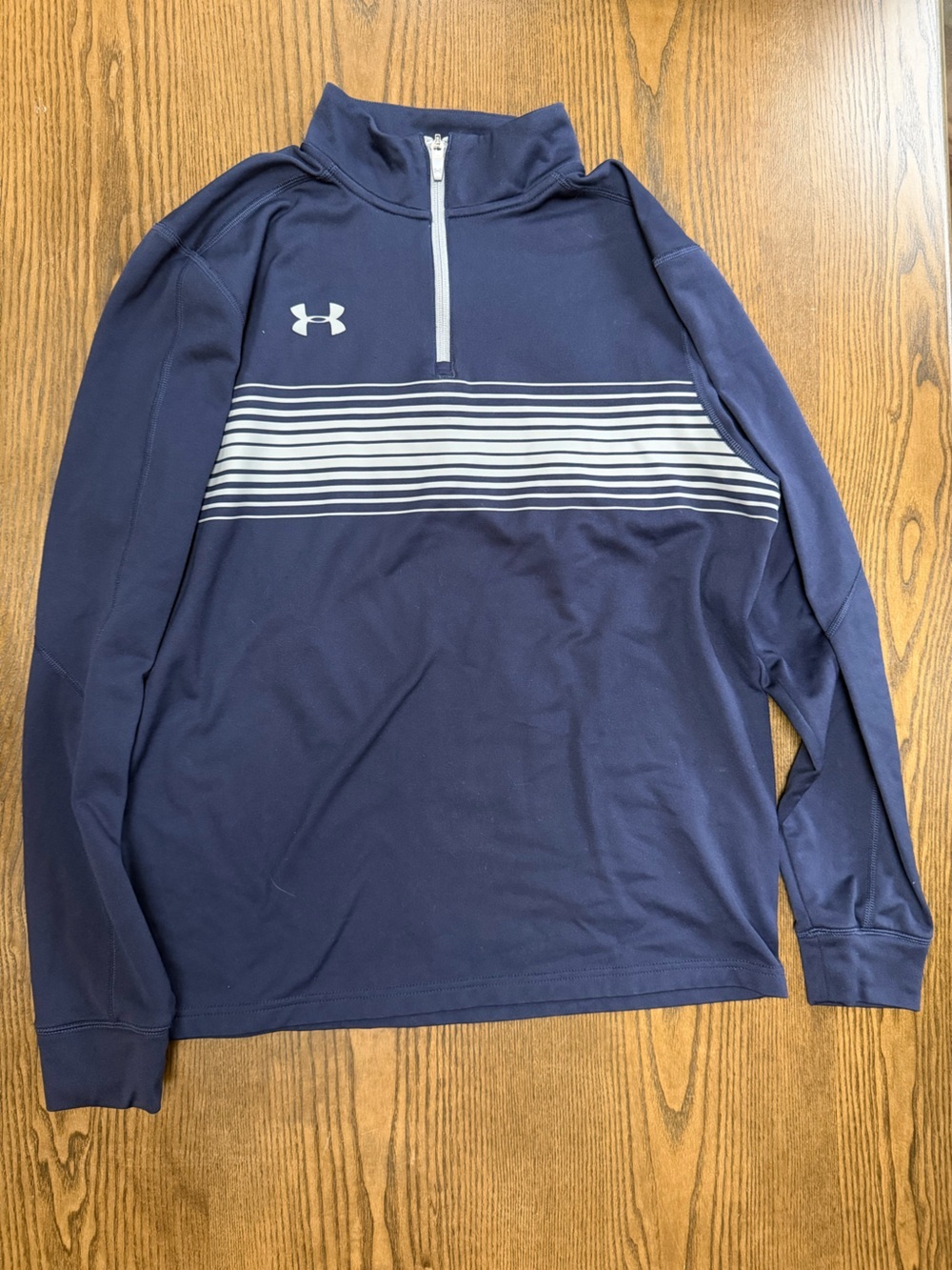 Under Armour Navy Quarter-Zip Performance Pullover with White Stripes